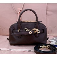 Miu Miu Aventure mini nappa leather bag 5BP090 Briarwood 2024