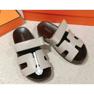 Hermes women/men Chypre mules in calfskin grey 2025