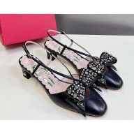 Valentino Garavani Bowow kidskin slingback pump with bow detail black heel 3.5cm 2025