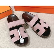 Hermes women/men Chypre mules in suede calfskin 02 2025