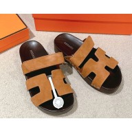 Hermes women/men Chypre mules in suede calfskin 03 2025