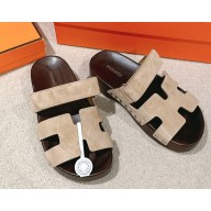 Hermes women/men Chypre mules in suede calfskin 04 2025