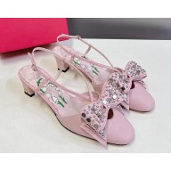 Valentino Garavani Bowow kidskin slingback pump with bow detail pink heel 3.5cm 2025