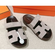 Hermes women/men Chypre mules in suede calfskin 11 2025