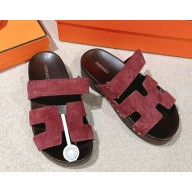 Hermes women/men Chypre mules in suede calfskin 09 2025