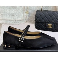 Chanel pointed flat Mary Janes in black suede 2025