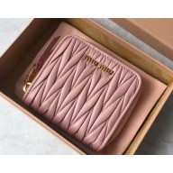 Miu Miu Small matelassé nappa leather wallet 5M0522 pink 2024