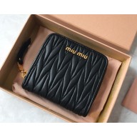 Miu Miu Small matelassé nappa leather wallet 5M0522 black 2024
