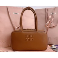Miu Miu Beau leather top-handle bag 5BB172 Cognac 2024