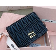 Miu Miu Small matelassé nappa leather wallet 5MV204 black 2024