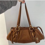 Miu Miu Joie nappa leather bag 5BG289 Cognac 2024