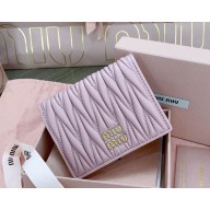 Miu Miu Small matelassé nappa leather wallet 5MV204 Powder Pink 2024