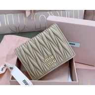 Miu Miu Small matelassé nappa leather wallet 5MV204 beige 2024