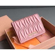 Miu Miu Small matelassé nappa leather wallet 5MV204 Pink 2024ss