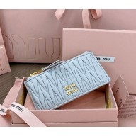 Miu Miu Matelassé nappa leather envelope wallet 5MB060 sky blue 2024