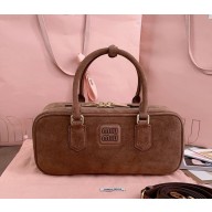 Miu Miu Arcadie matelassé suede bag 5BB148 brown 2024