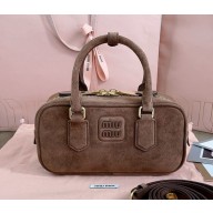 Miu Miu Arcadie Matelassé suede bag 5BB142 brown 2024