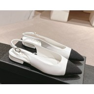 Chanel Lambskin & Grosgrain Slingbacks white 2024
