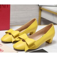 Valentino Garavani  50mm Bowow pumps calf leather yellow 2025