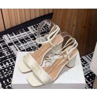 DIOR Dway Heeled Sandal white Calfskin and Embroidered Cotton heel 8cm 2025ss