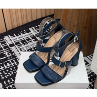 DIOR Dway Heeled Sandal Blue Calfskin and Embroidered Cotton heel 10cm 2025