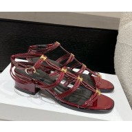 CELINE CLEMENCE MULTI TRIOMPHE SANDAL in GLOSSY CALFSKIN burgundy 2025