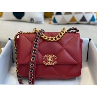 Chanel 19 Small Leather Flap Bag AS1160 red 2021