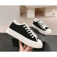 Chanel suede leather Platform Sneakers with shearling black 1023-2024