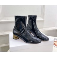 Dior patent leather Ankle Boot in black heel 4cm 1022-2024