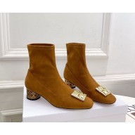Dior Icon Heeled Ankle Boot in yellow Suede Goatskin heel 4cm 1022-2024