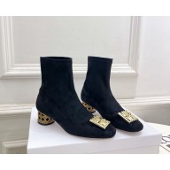 Dior Icon Heeled Ankle Boot in black Suede Goatskin heel 4cm 1022-2024