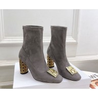 Dior Icon Heeled Ankle Boot in grey Suede Goatskin heel 8cm 1022-2024