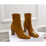 Dior Icon Heeled Ankle Boot in yellow Suede Goatskin heel 8cm 1022-2024