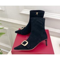 Roger vivier Viv' Canard Booties in suede leather black heel 5.5cm 2024
