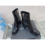 Chanel Heel 8.5cm shiny Calfskin Short Boots G45195 Black 2023