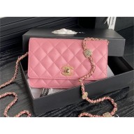 chanel Lambskin, Strass & Gold-Tone Metal pink Clutch with Chain AP4300 2024