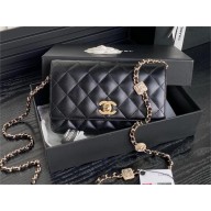 chanel Lambskin, Strass & Gold-Tone Metal black Clutch with Chain AP4300 2024