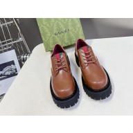 Gucci Women's lace-up with Web 795993 Brown shiny leather 2024