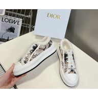 Dior Walk'n'Dior Platform Sneaker in beige Multicolor Embroidered Cotton with shearling 2024