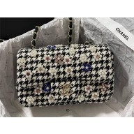 Chanel Embroidered Tweed, Imitation Pearls, Strass & Gold-Tone Metal Black & White Mini Classic Handbag A69900 2024