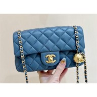 chanel Gold BALL LEATHER SMALL flap bag AS1787 NAVY BLUE(ORIGINAL QUALITY)
