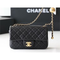 chanel Gold BALL LEATHER SMALL flap bag AS1787 BLACK (ORIGINAL QUALITY)
