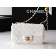 chanel Gold BALL LEATHER SMALL flap bag AS1787 white (ORIGINAL QUALITY)