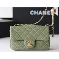 chanel Gold BALL LEATHER SMALL flap bag AS1787 army green (ORIGINAL QUALITY)