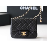 chanel Gold BALL LEATHER MINI flap bag AS1786 black (ORIGINAL QUALITY)