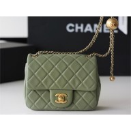 chanel Gold BALL LEATHER MINI flap bag AS1786 army green(ORIGINAL QUALITY)