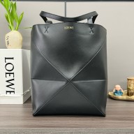 LOEWE Puzzle Fold Tote in shiny calfskin 052316 black 2024
