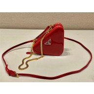 Prada Triangular patent leather mini pouch 1NR015 red 2024