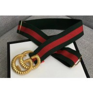 Gucci Green/Red Web Elastic Belt With Torchon Double G Buckle 2018