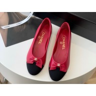 Chanel Lambskin & Patent Calfskin Black/RED Ballerinas G39999 2023 
